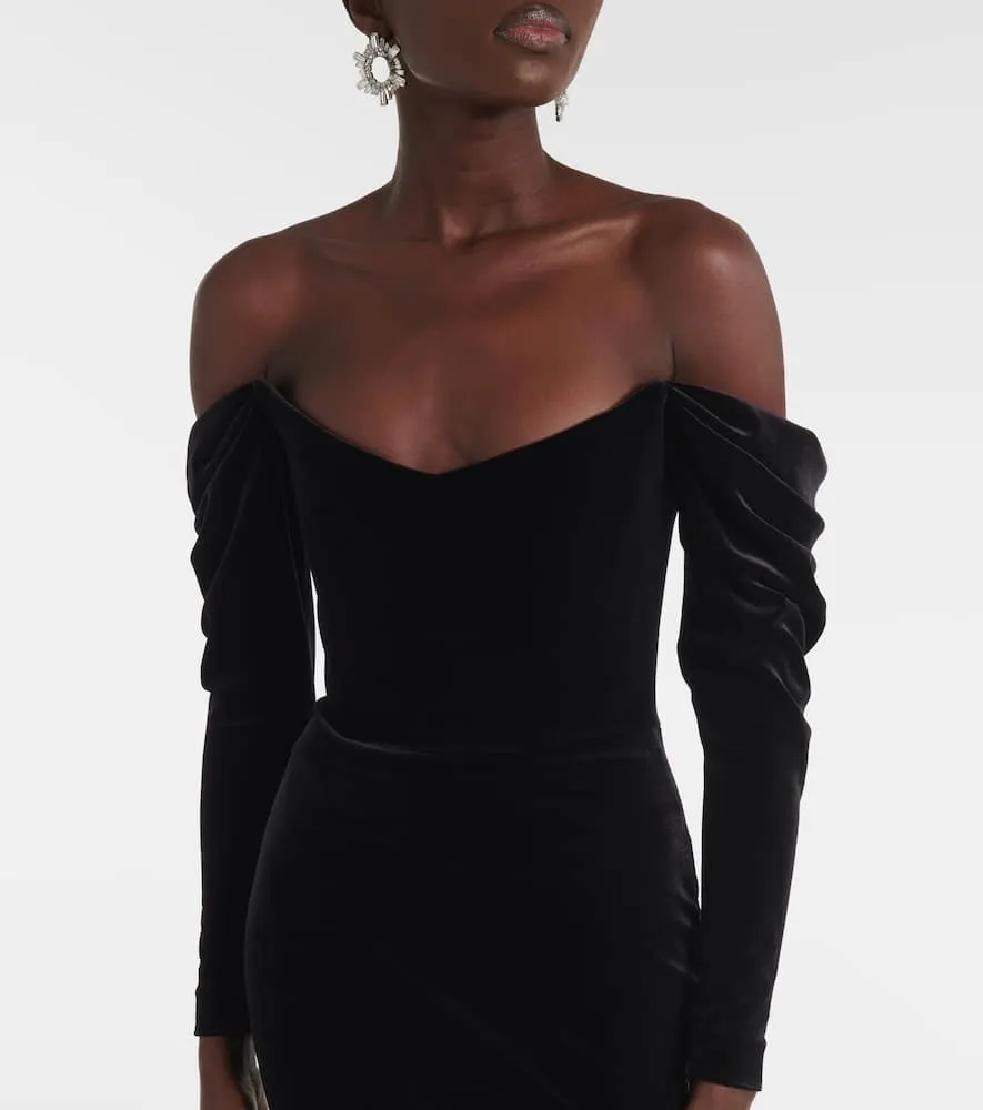 Alex Perry Draped off-shoulder velvet gown