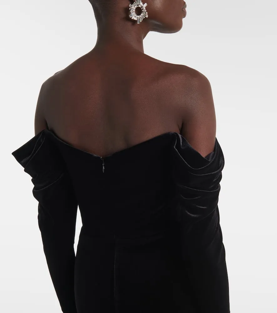 Alex Perry Draped off-shoulder velvet gown