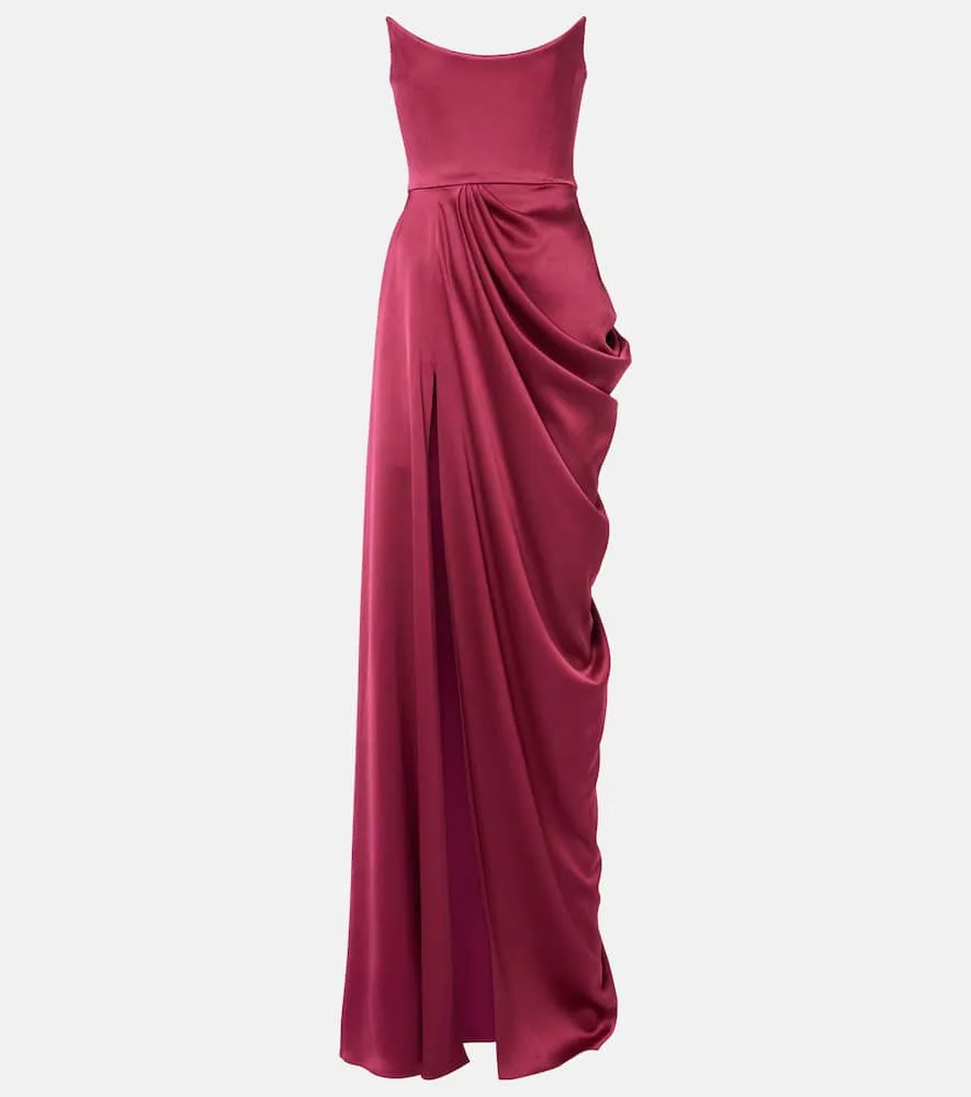 Alex Perry Draped satin cr√É¬™pe bustier gown
