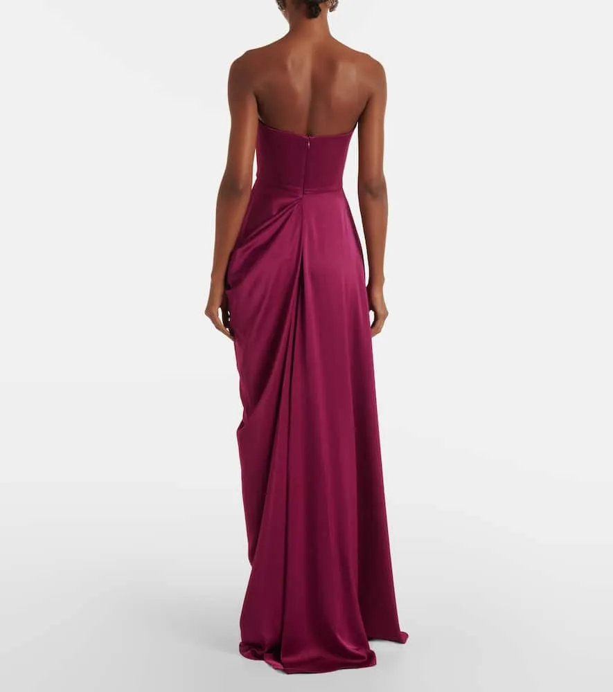 Alex Perry Draped satin cr√É¬™pe bustier gown