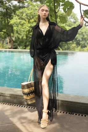 Angelica Slit See-Through Lace Floor Length Skirt