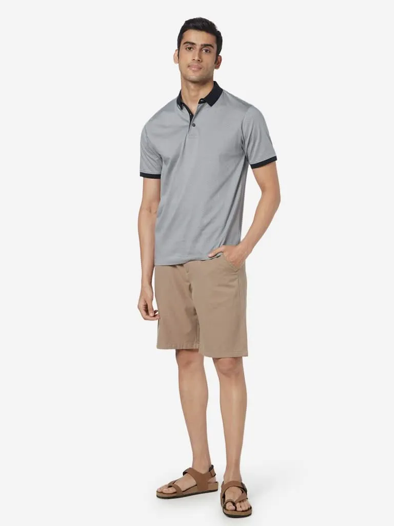 Ascot Grey Relaxed-Fit Textured Polo T-Shirt