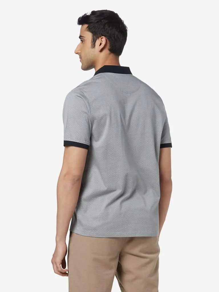 Ascot Grey Relaxed-Fit Textured Polo T-Shirt