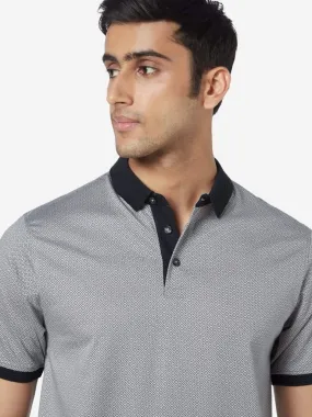 Ascot Grey Relaxed-Fit Textured Polo T-Shirt