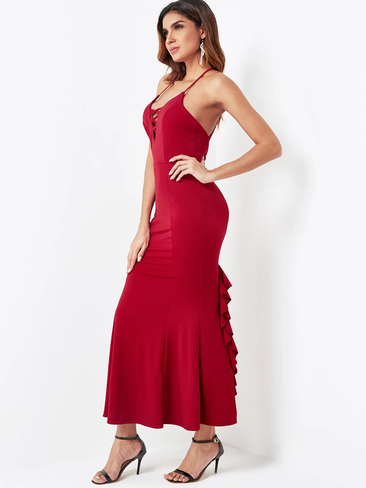 Backless Design Halter Maxi Dresses