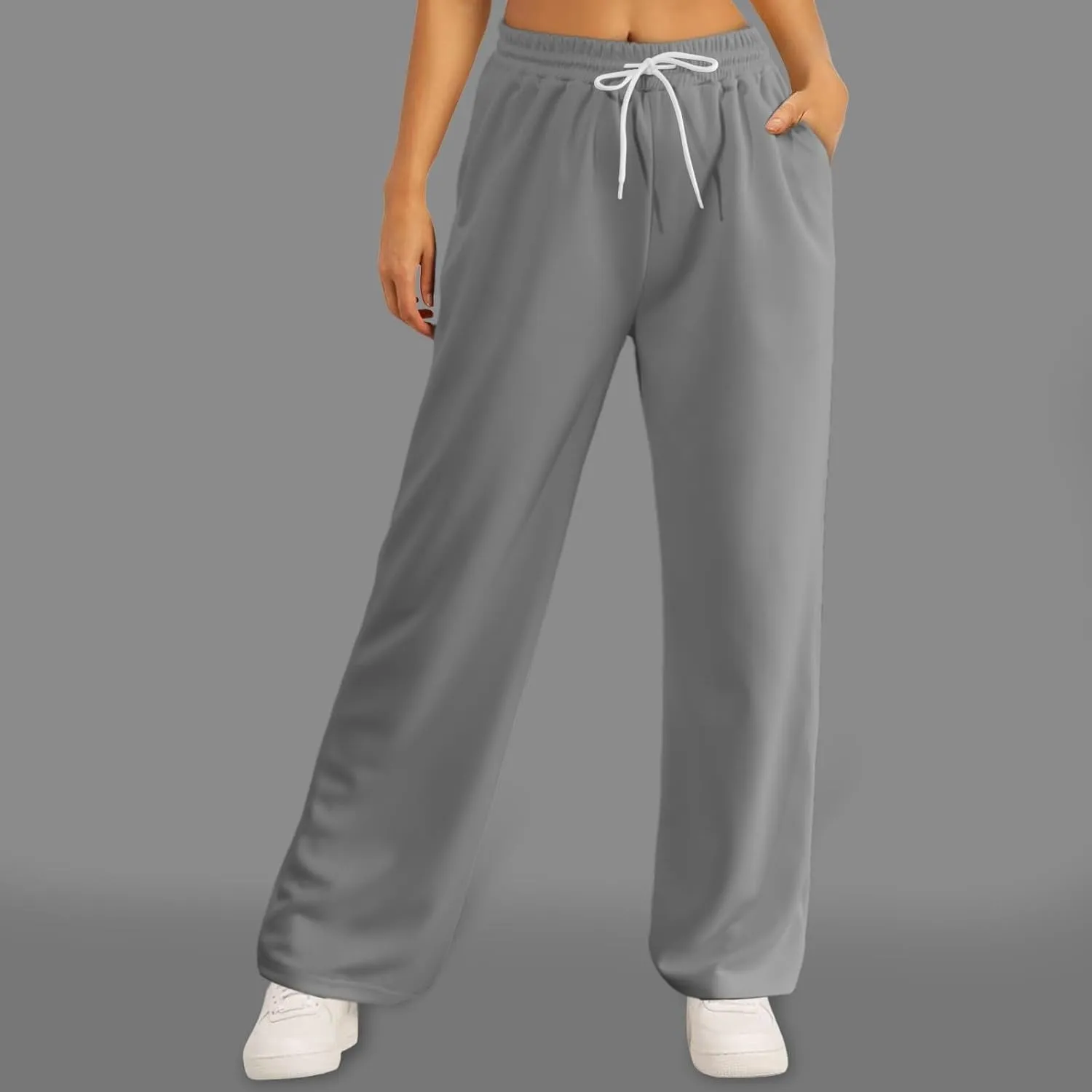 Baggy Sweatpants for Women Teen Girls Drawstring Joggers Elastic High Waisted Sports Workout Pants with Pocket
