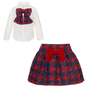 BALLOON CHIC - Dog Tooth  Skirt Set  - Red