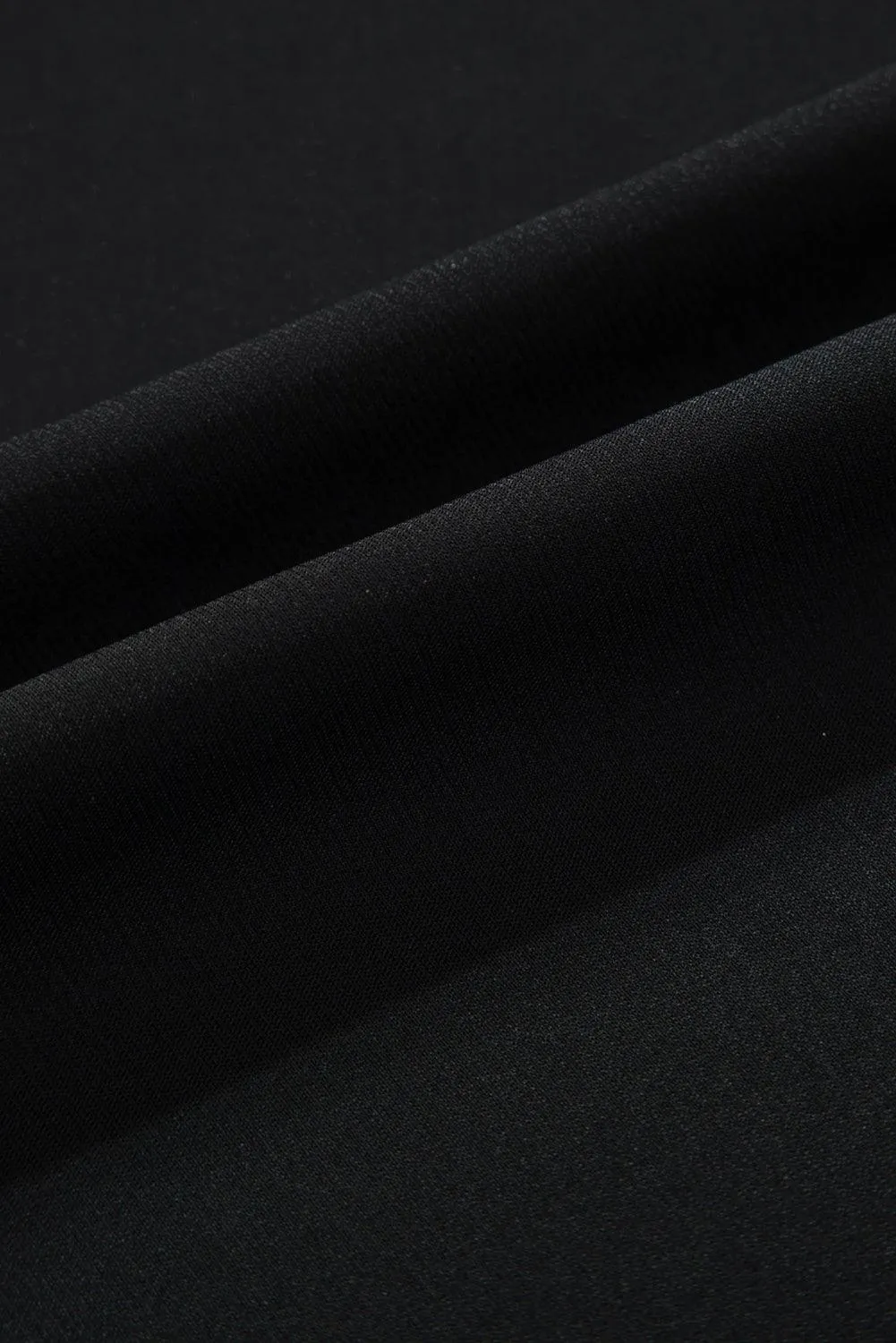 Black Applique Mesh Keyhole Back Splicing Sleeve Blouse