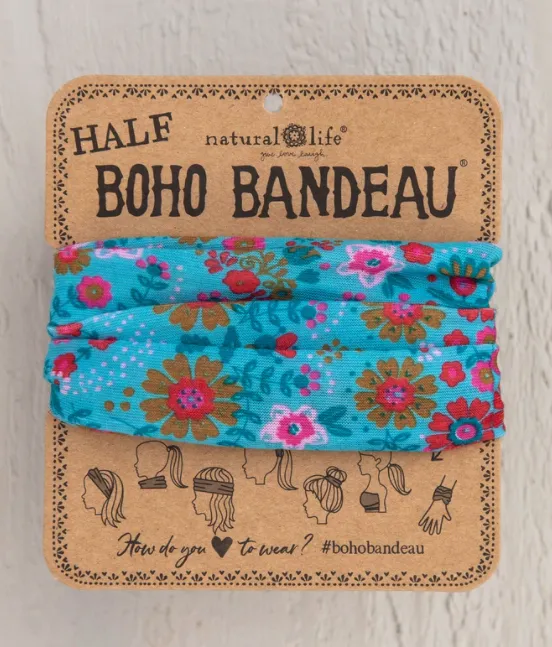 Boho Half Bandeau - Light Blue Floral Mandala