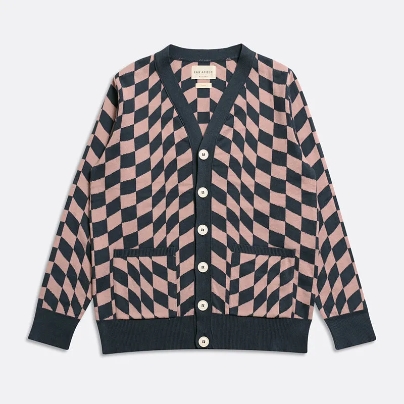 Buckley Cardigan - Checkers Pattern Blue Night
