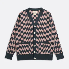Buckley Cardigan - Checkers Pattern Blue Night