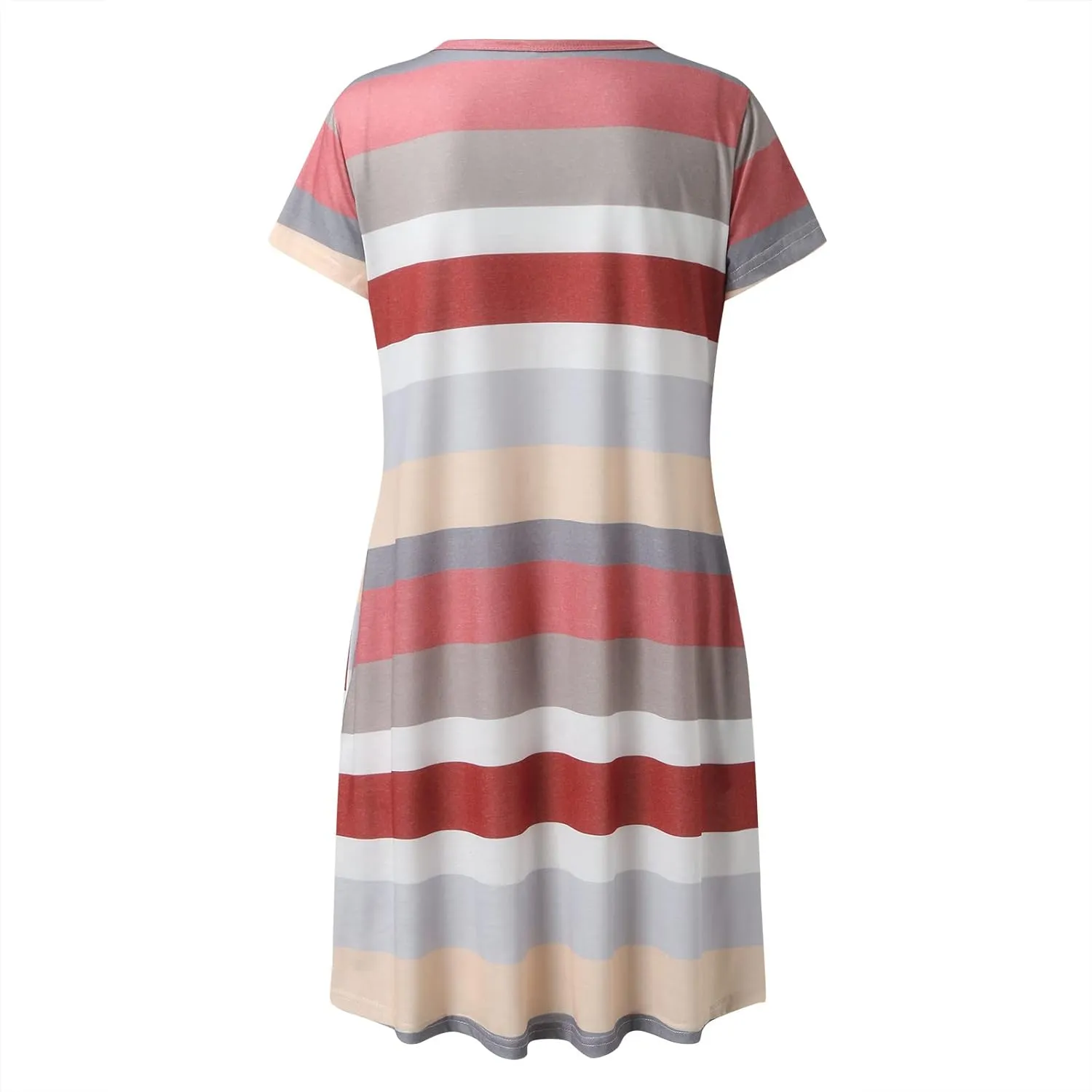 Casual Dresses for Women Short Sleeve Crew Neck T Shirt Dress with Pockets Loose Striped Color Block Summer Dresses