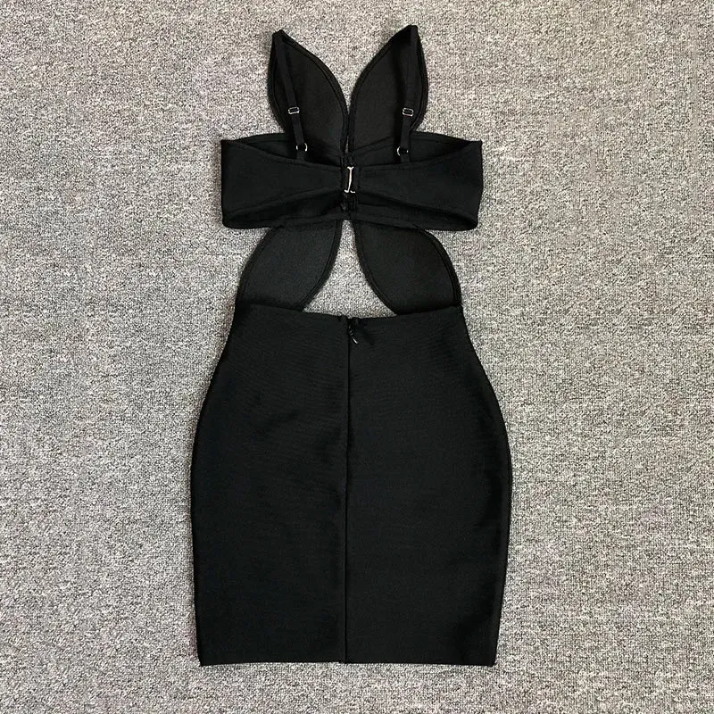 Chic Floral Embellished Bandage Short Dress
