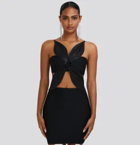 Chic Floral Embellished Bandage Short Dress