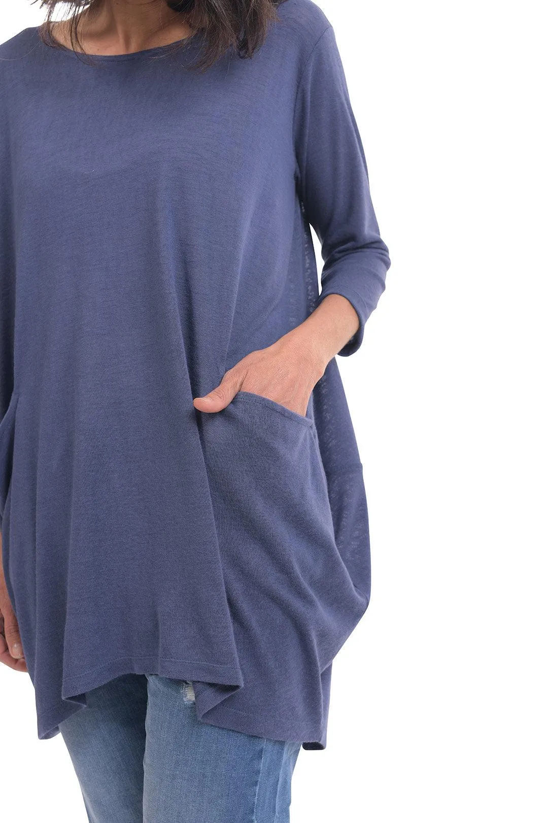 Cocoon Tunic Top, Soft Navy