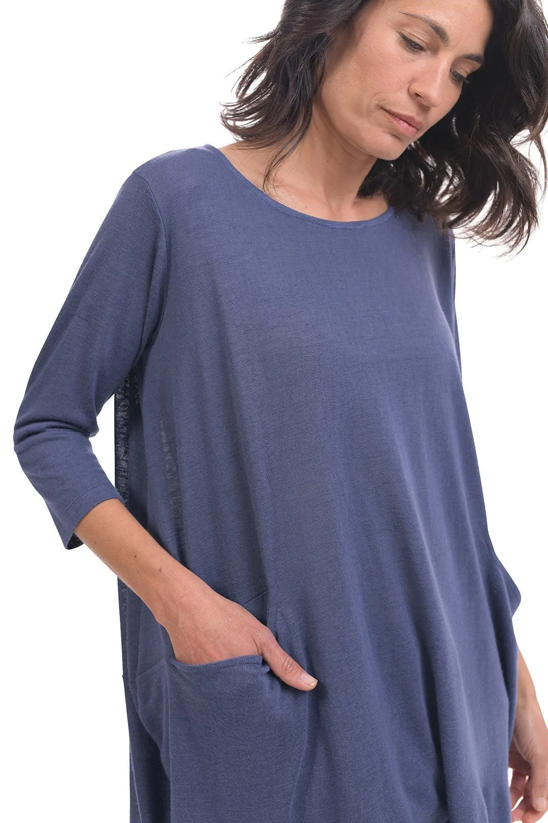 Cocoon Tunic Top, Soft Navy