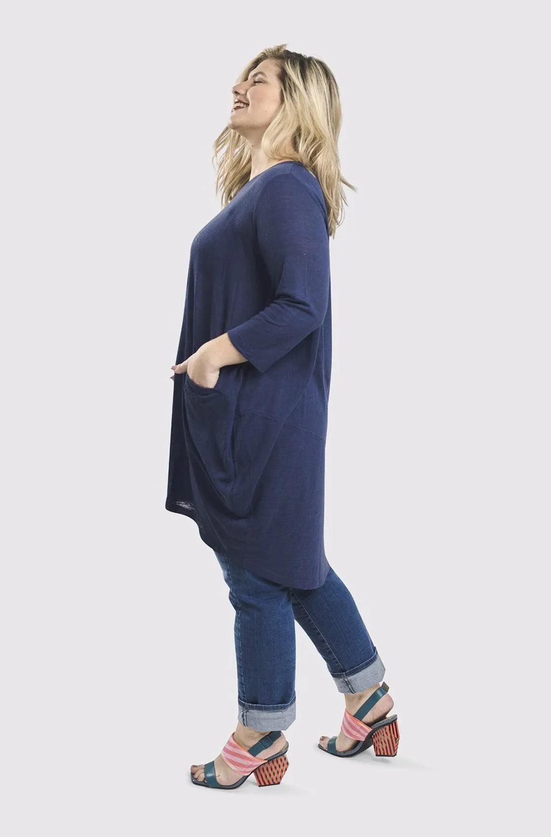 Cocoon Tunic Top, Soft Navy