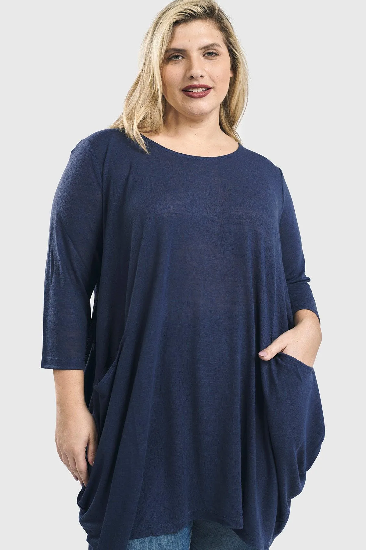 Cocoon Tunic Top, Soft Navy