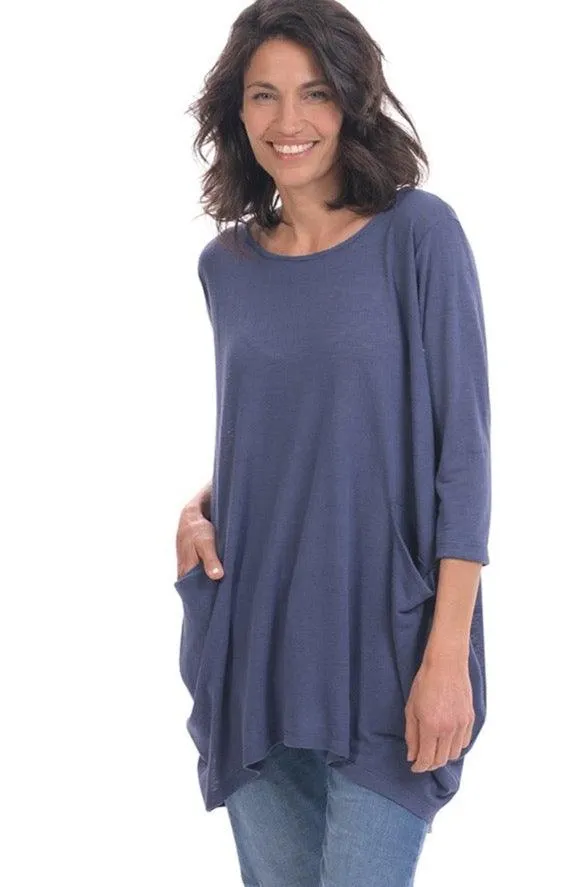 Cocoon Tunic Top, Soft Navy