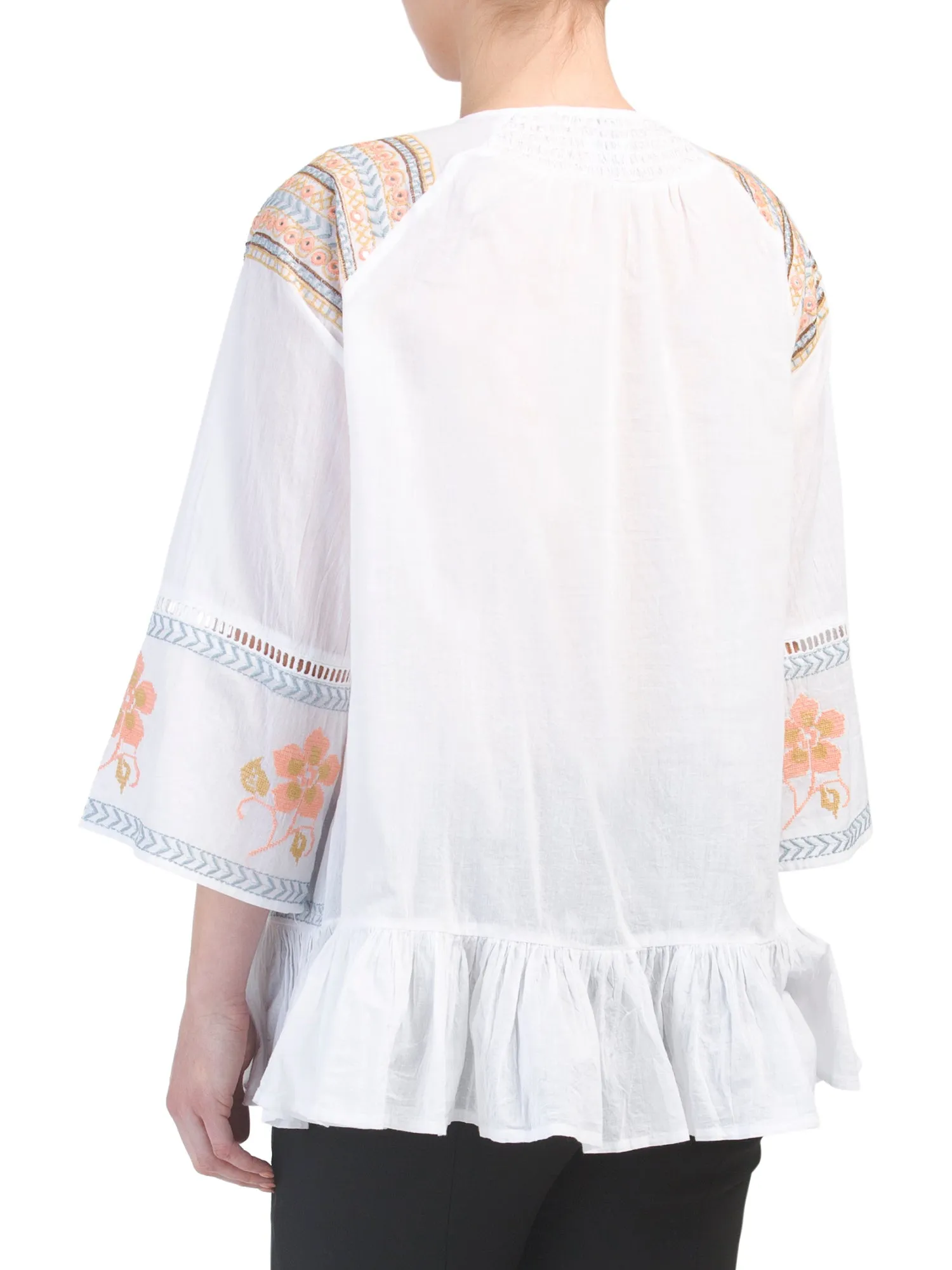CUPIO Embroidered Split Neck Tunic