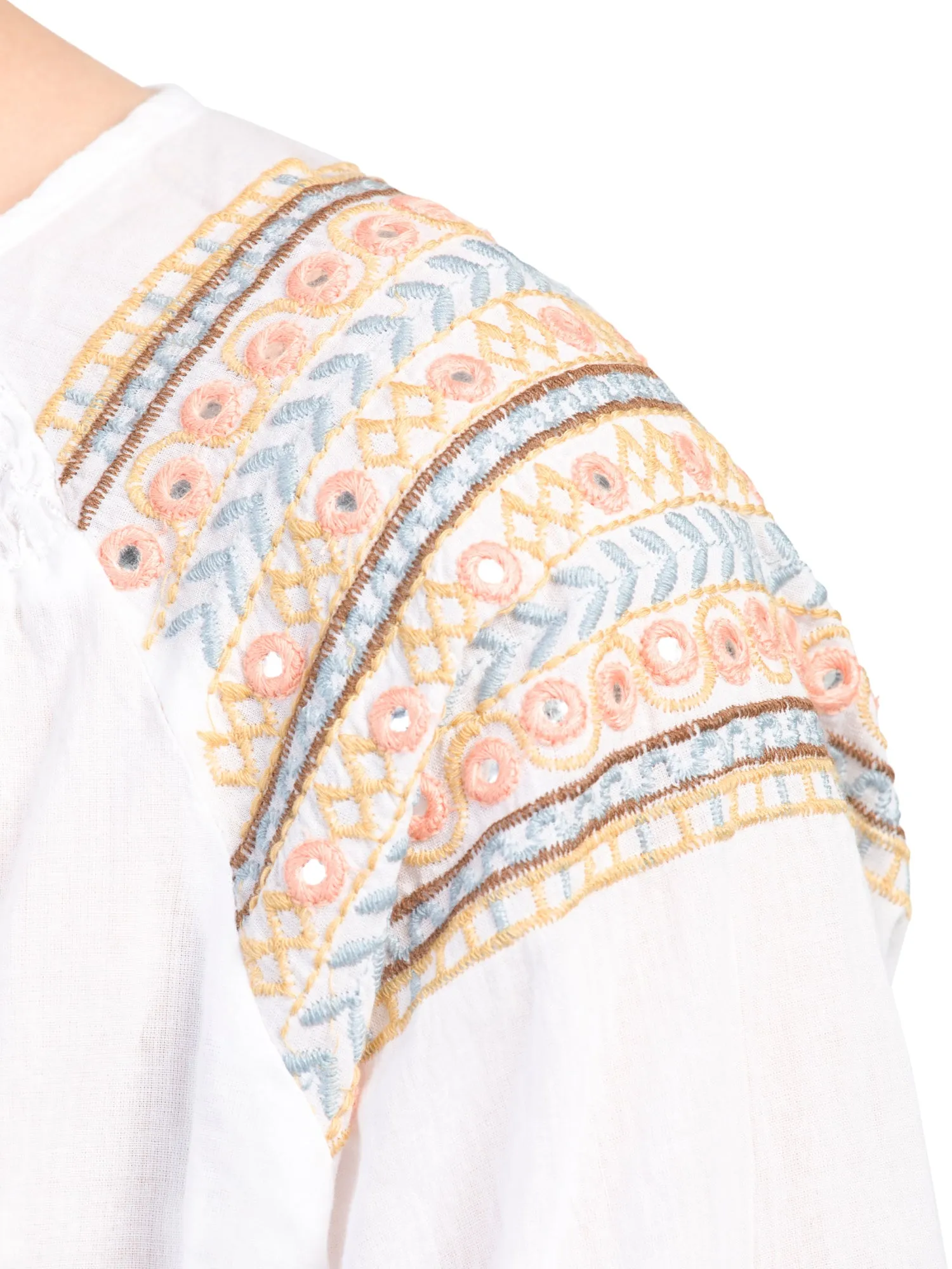 CUPIO Embroidered Split Neck Tunic
