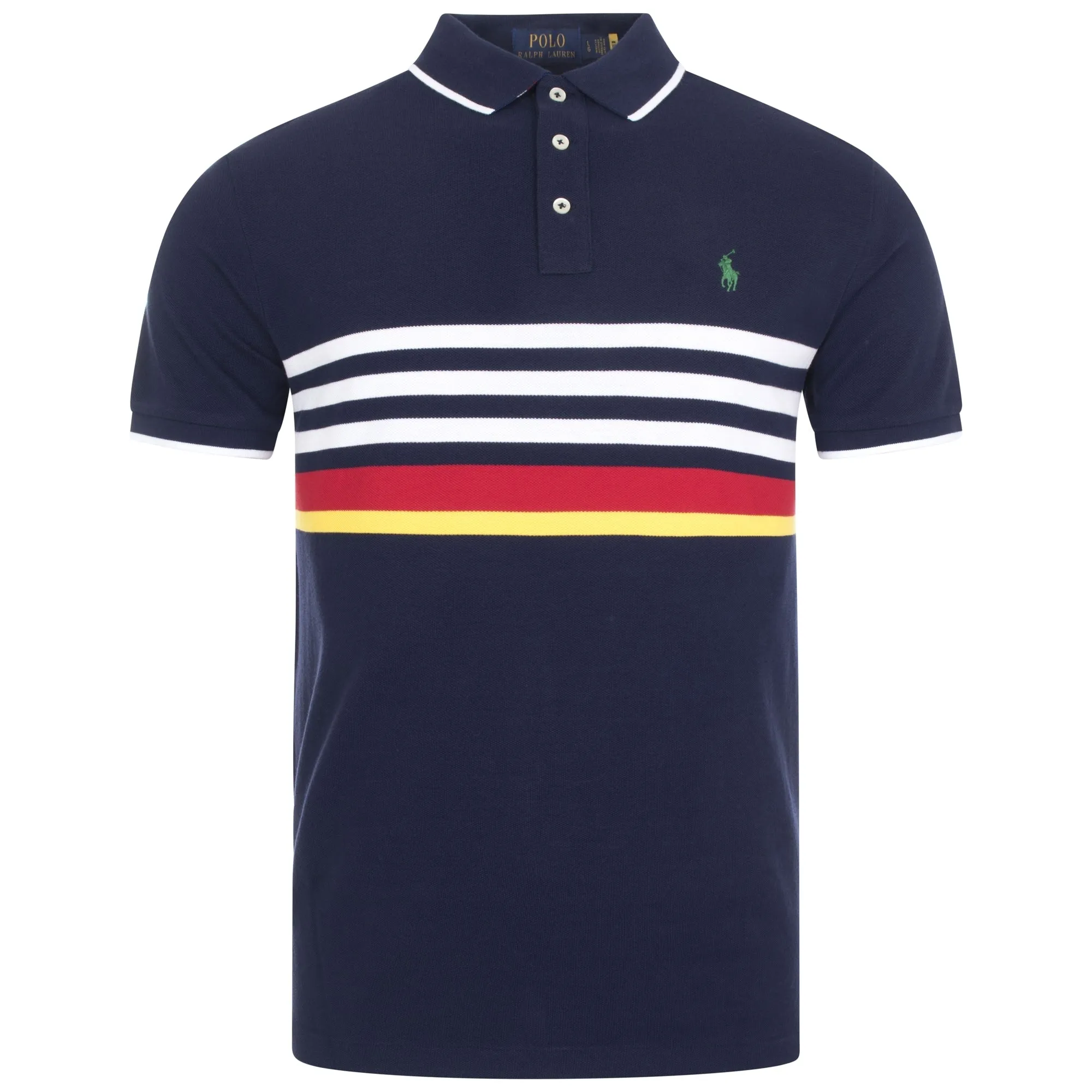 Custom Fit Slim Mesh Striped Chest Polo