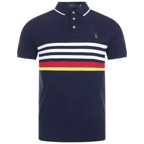 Custom Fit Slim Mesh Striped Chest Polo