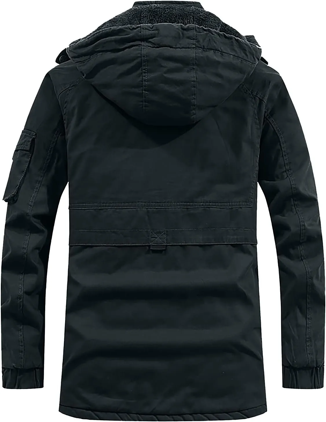 DuDubaby Men's Winter Hooded Windproof Solid Long Sleeve Soft Coat Shell Jacket