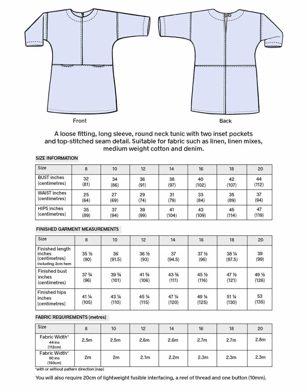 Edith Tunic Sewing Pattern, Sewgirl