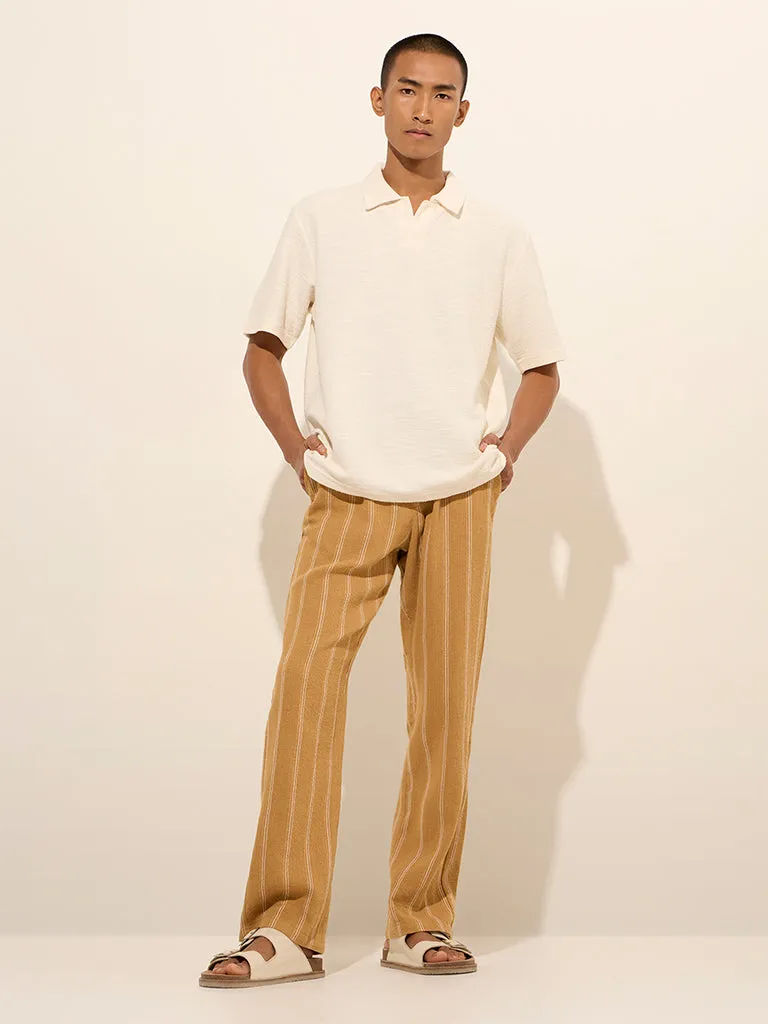 ETA Off-White Knit-Textured Relaxed-Fit Cotton Polo T-Shirt