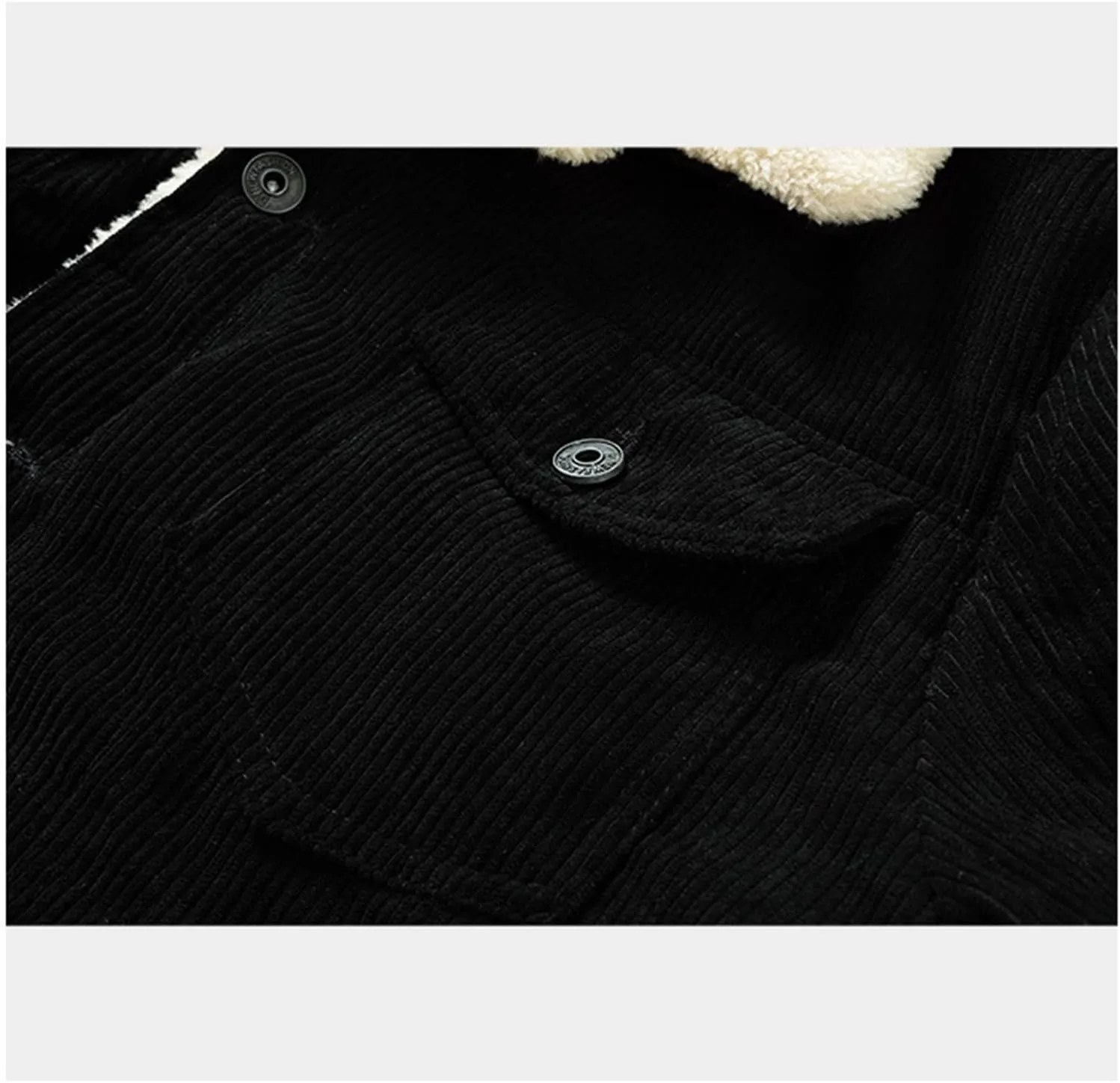 evzosrz Men's Corduroy Sherpa Lined Trucker Jacket Lapel Button Down Winter Varsity Coat Fall Winter Soft Outwear with Pocket