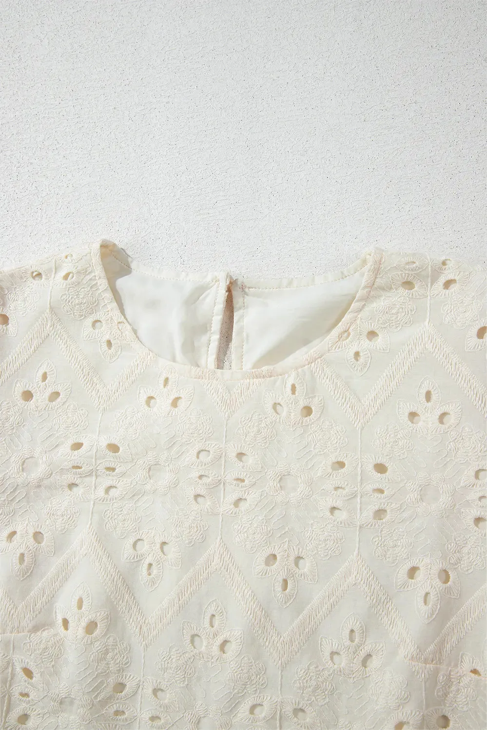 Eyelet Embroidered Short Sleeve Spring Blouse