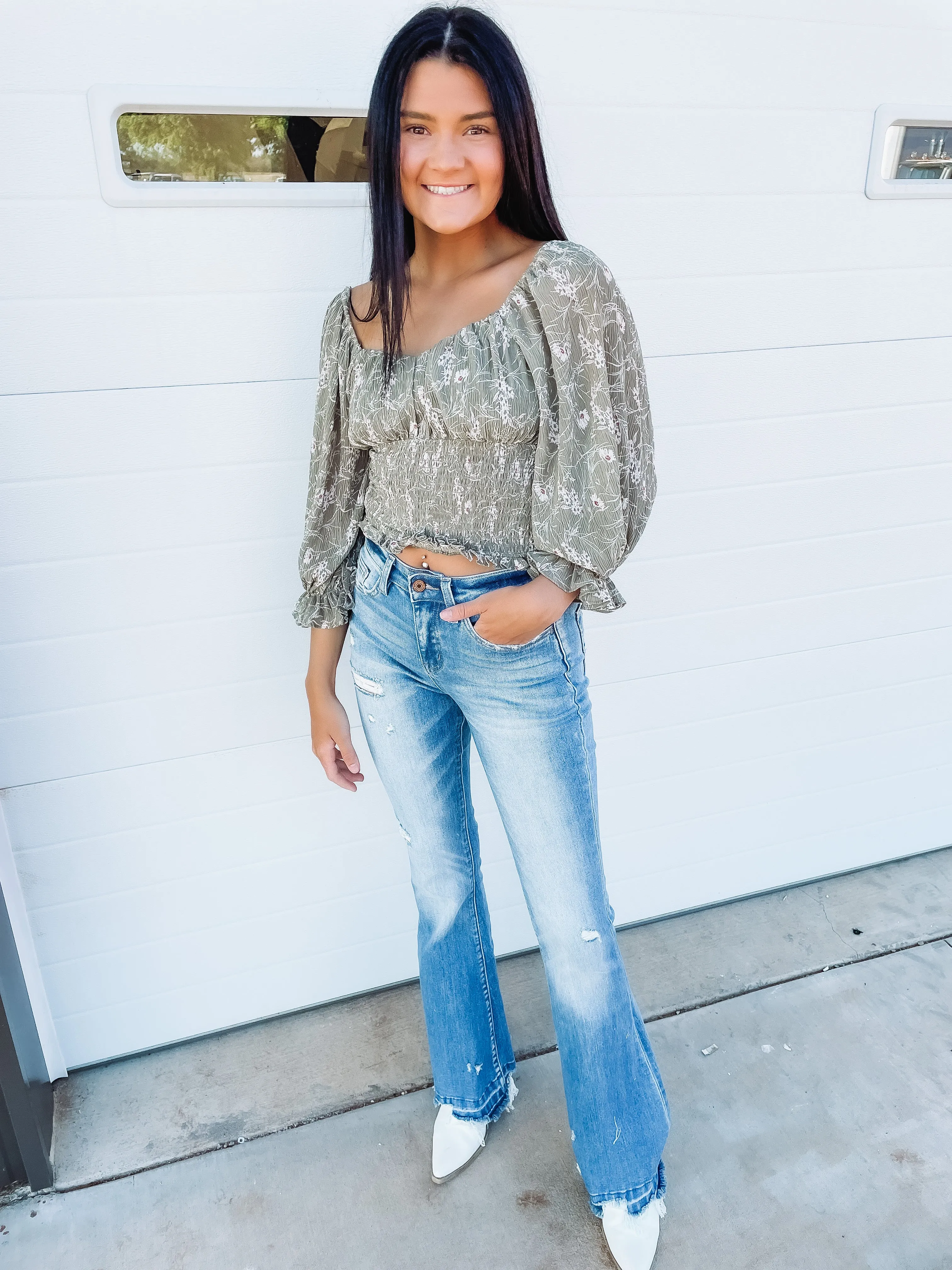 Floral Smocked Waist Top