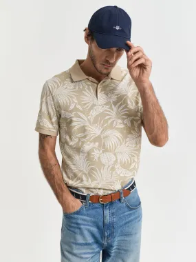 Gant Men Beige Printed Short Sleeves Polo T-Shirt