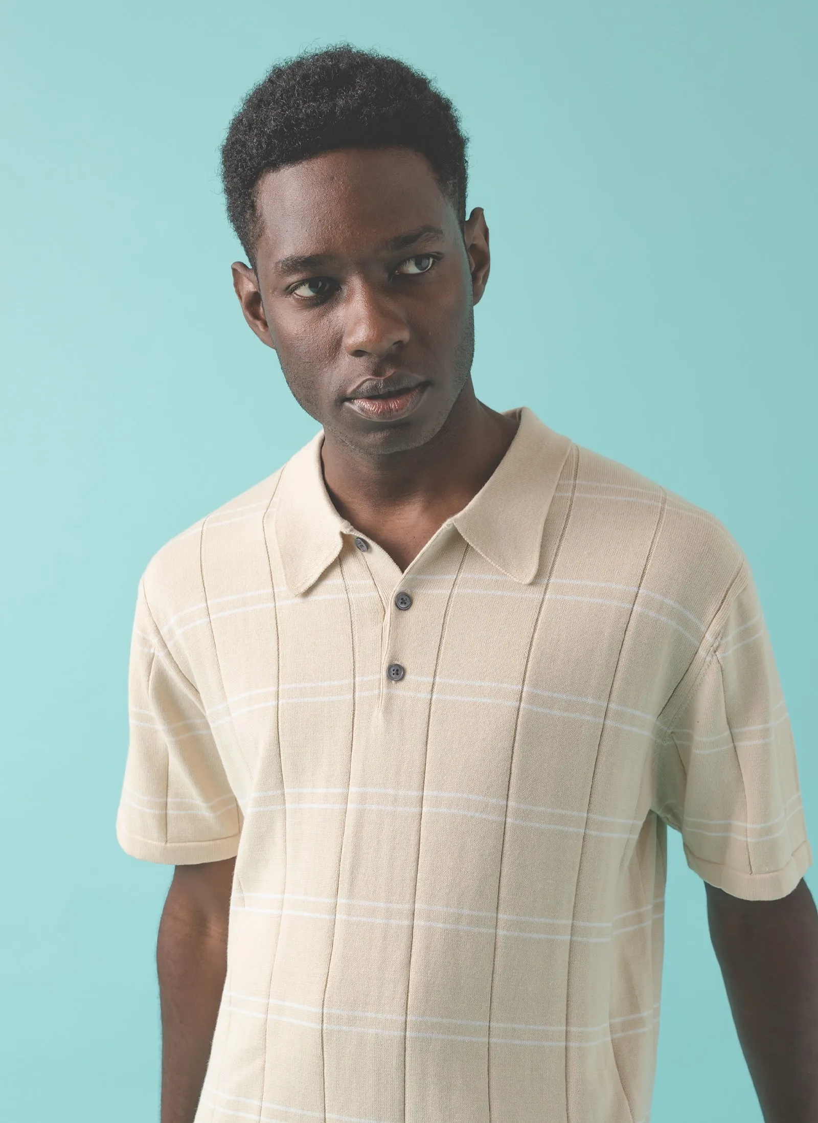 Golf Polo Bone Stripe