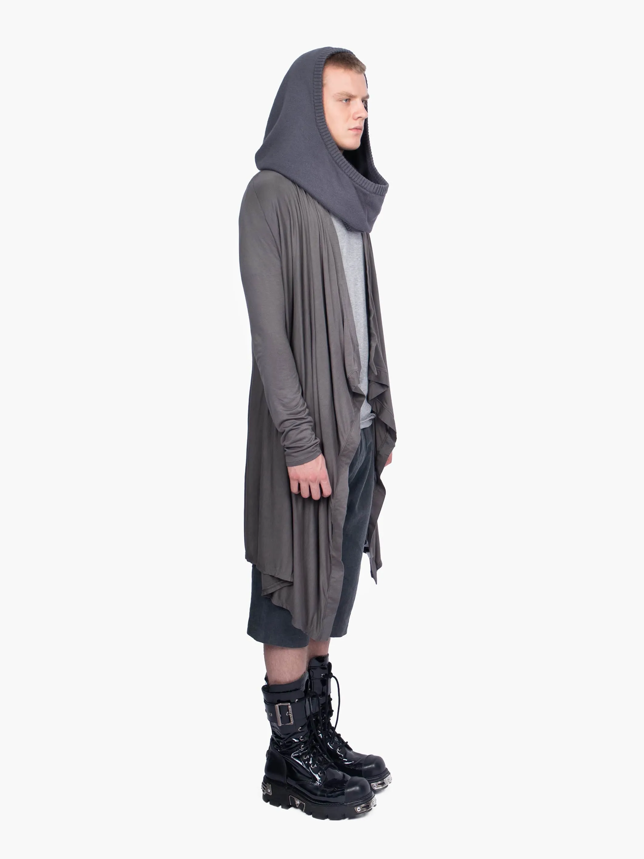 Grey Drape Open Cardigan