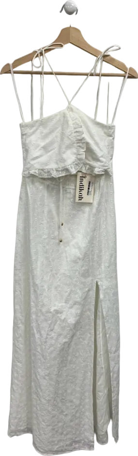 Indikah White Embroidered Sundress with Ruffle Detail UK 10