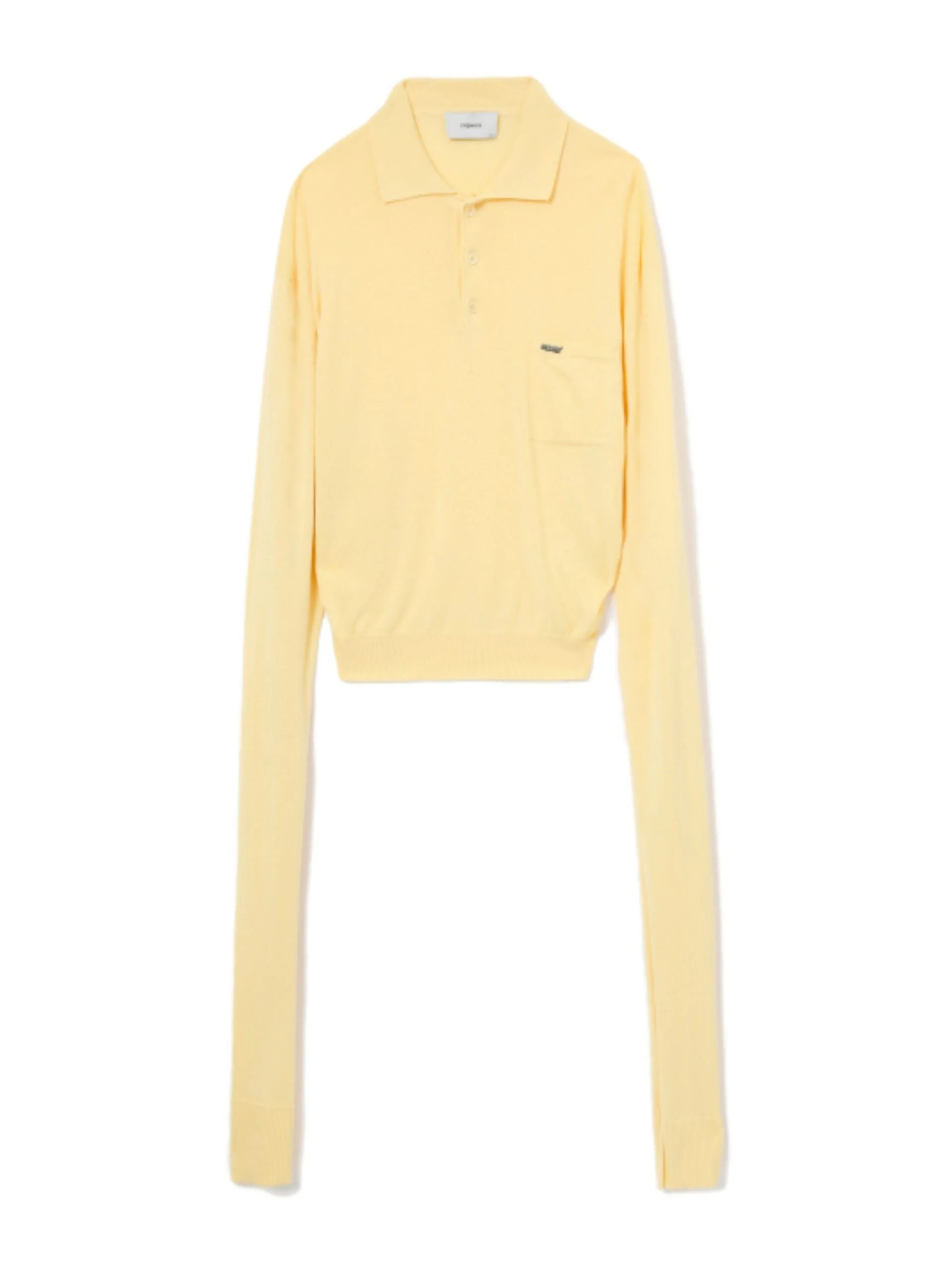 Knitted Knotted Sleeves Polo Jumper / Pale Yellow