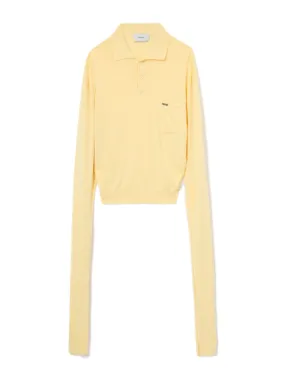 Knitted Knotted Sleeves Polo Jumper / Pale Yellow