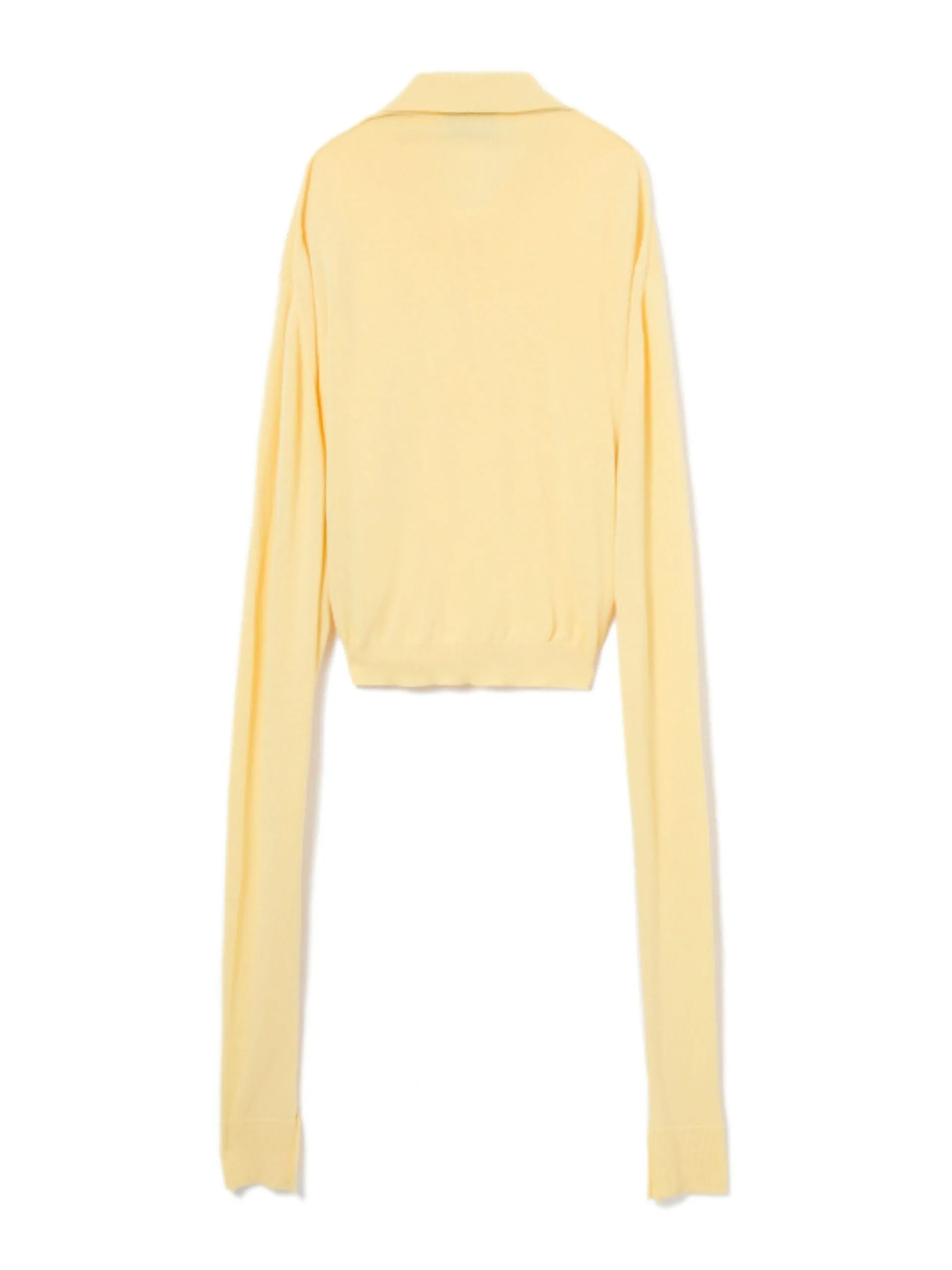 Knitted Knotted Sleeves Polo Jumper / Pale Yellow