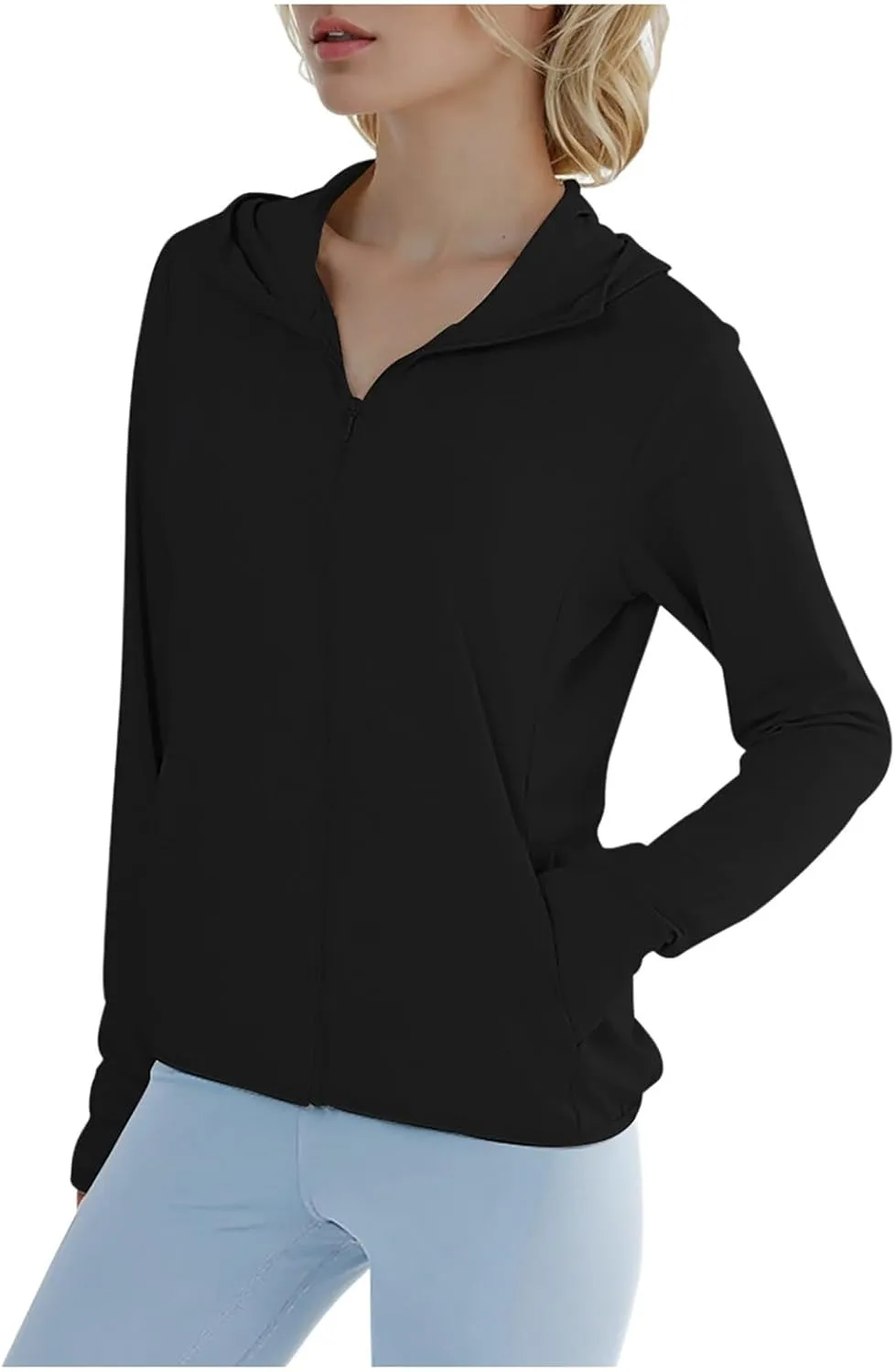 Ladies' Pure Color Sun Protective Fishing Hoodie Jacket | Breathable Ice Silk Chunky Oversized Knit Cardigan