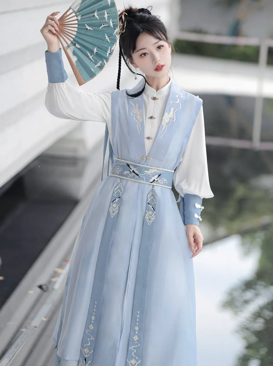 Light Vest Long Design   Blouse China China Belt   Blue China Tassel Skirt