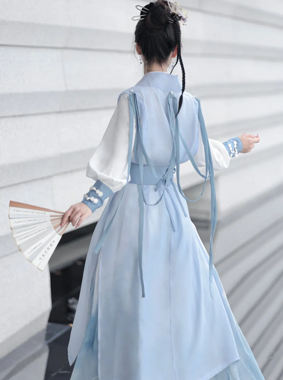 Light Vest Long Design   Blouse China China Belt   Blue China Tassel Skirt