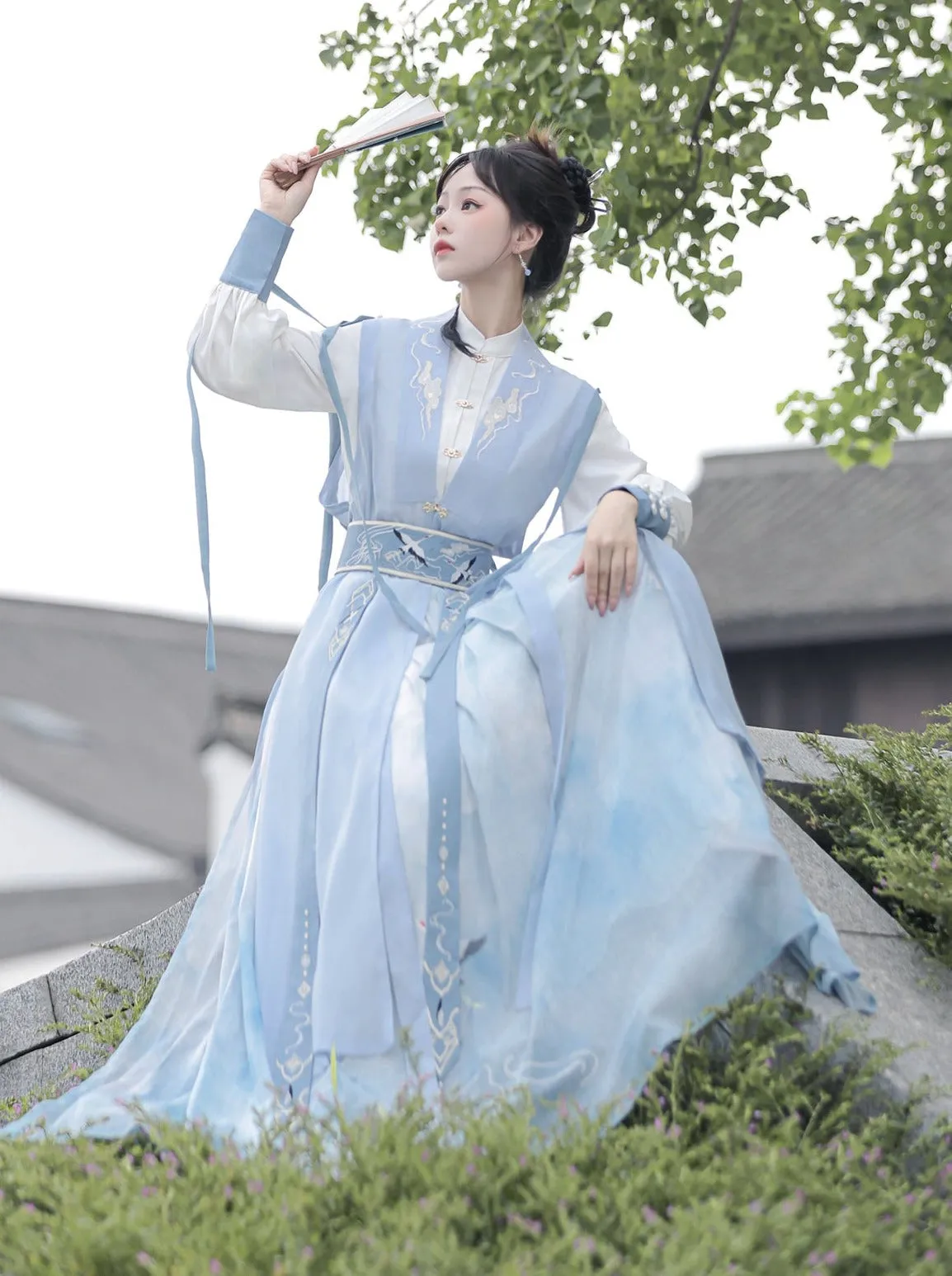 Light Vest Long Design   Blouse China China Belt   Blue China Tassel Skirt