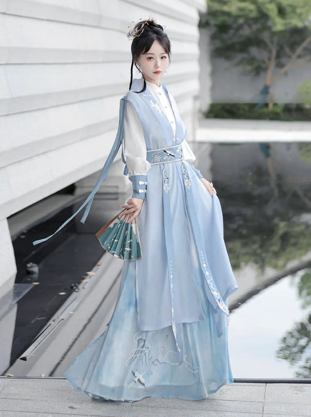 Light Vest Long Design   Blouse China China Belt   Blue China Tassel Skirt