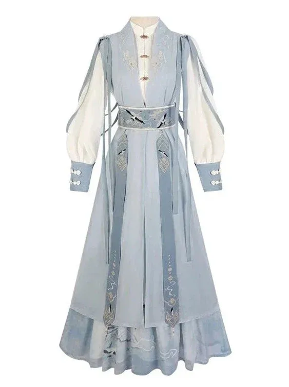 Light Vest Long Design   Blouse China China Belt   Blue China Tassel Skirt