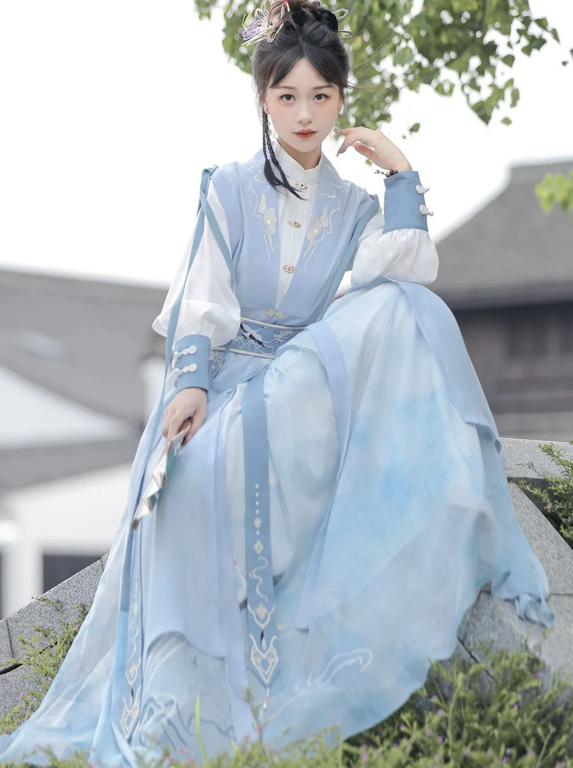 Light Vest Long Design   Blouse China China Belt   Blue China Tassel Skirt