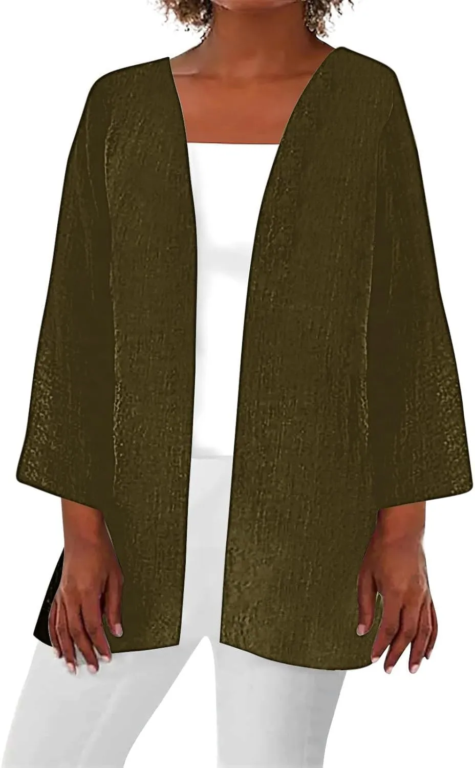 Lightweight Cardigans for Women Summer Long Cardigan Casual Open Front Beach Cover Ups 3/4 Sleeve Kimono Cardigan