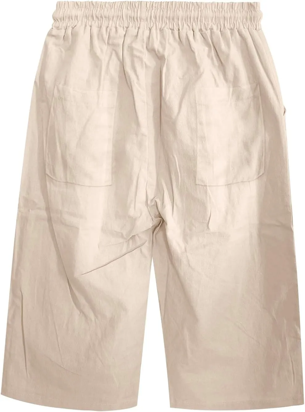 Linen Capri Pants for Women 2025 Ladies Loose Drawstring Casual Solid Color Petite Summer Beachwear Lightweight