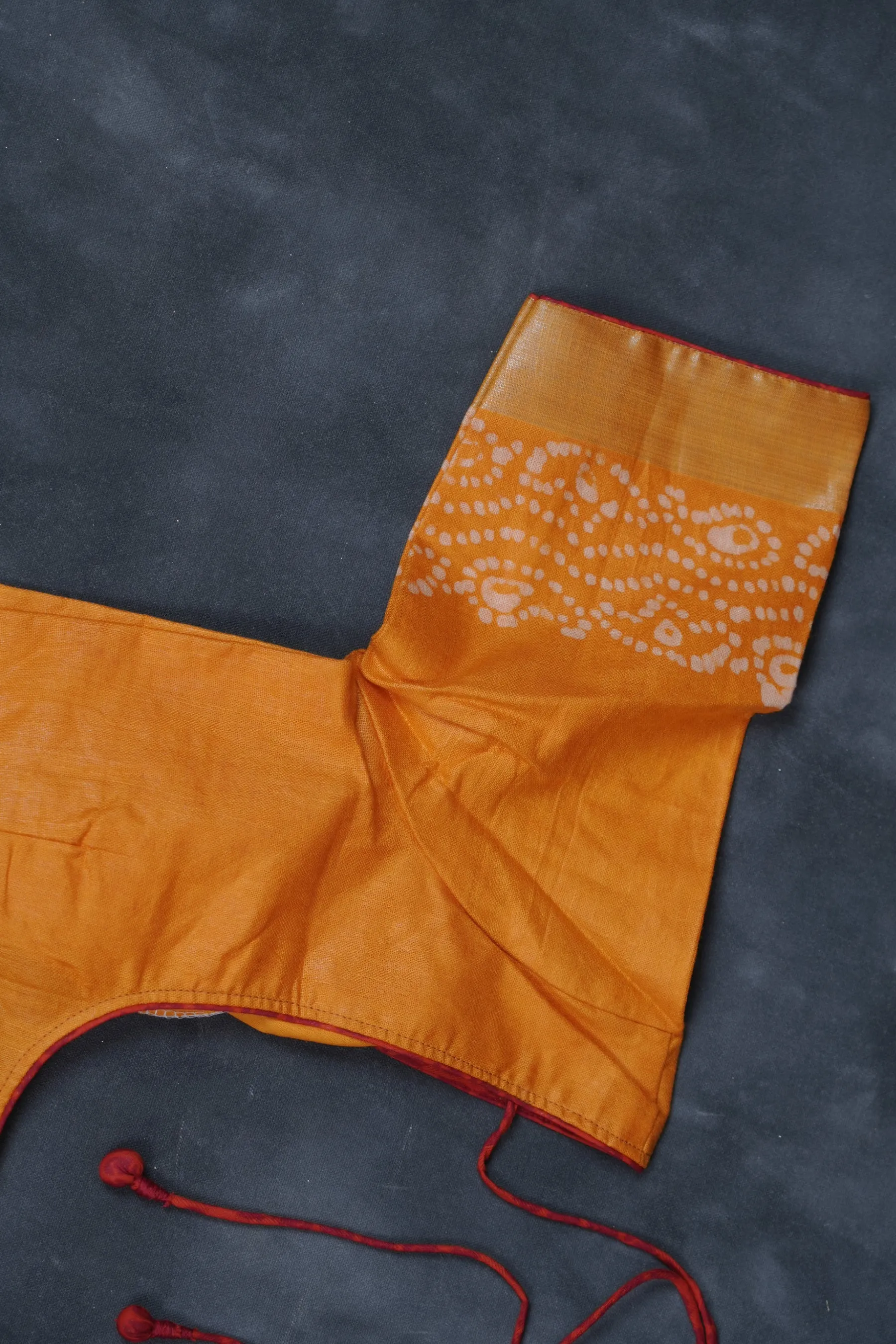 Liva Certified Linen Cotton Saree: Batik Prints and Contrast Border